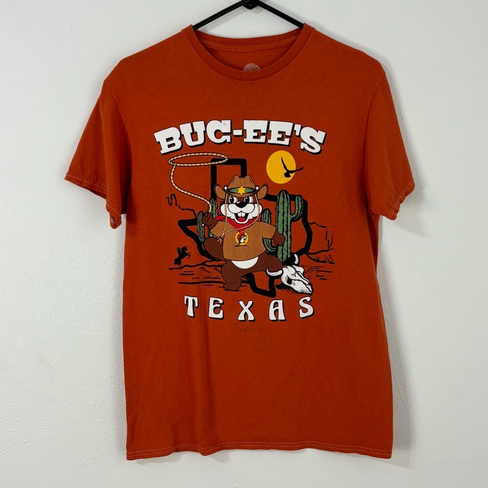 Buc-ee's Texas Western‎ Cowboy Beaver Graphic T-Shirt Short Sleeve Size M Orange
